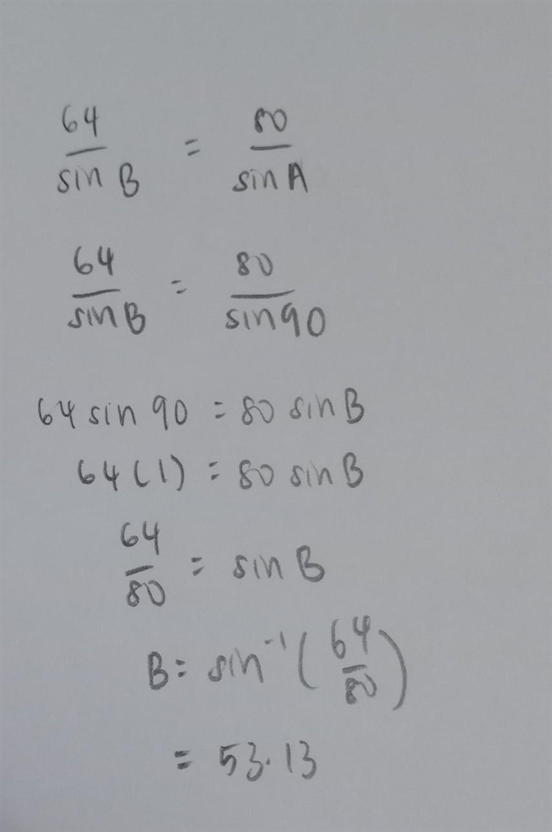 Use △ABC, in which AB=48, AC=64, and BC=80, to answer the question.-example-1