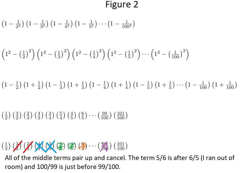 Find the value of: (1-(1)/(2^2))(1-(1)/(3^2))...(1-(1)/(100^2)) help ASAP-example-2