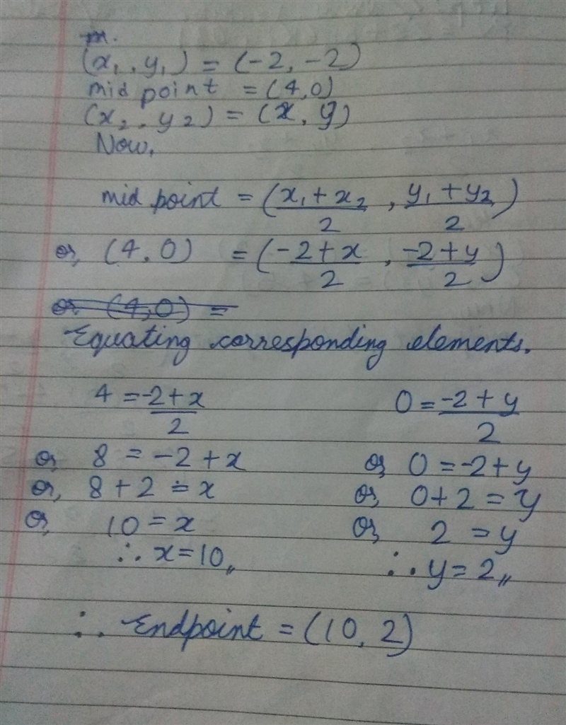 Find the endpoint of the line segment with the given endpoint and midpoint.-example-1