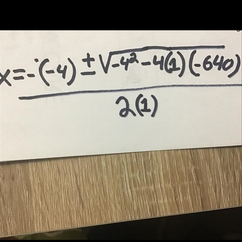 The width of a rectangle is 4m less than half of the length x. The area is 640m.-example-1