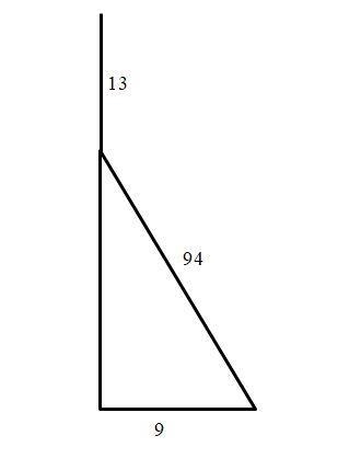 dora leaned a 94 foot ladder against the side of a building. The base of the ladder-example-1