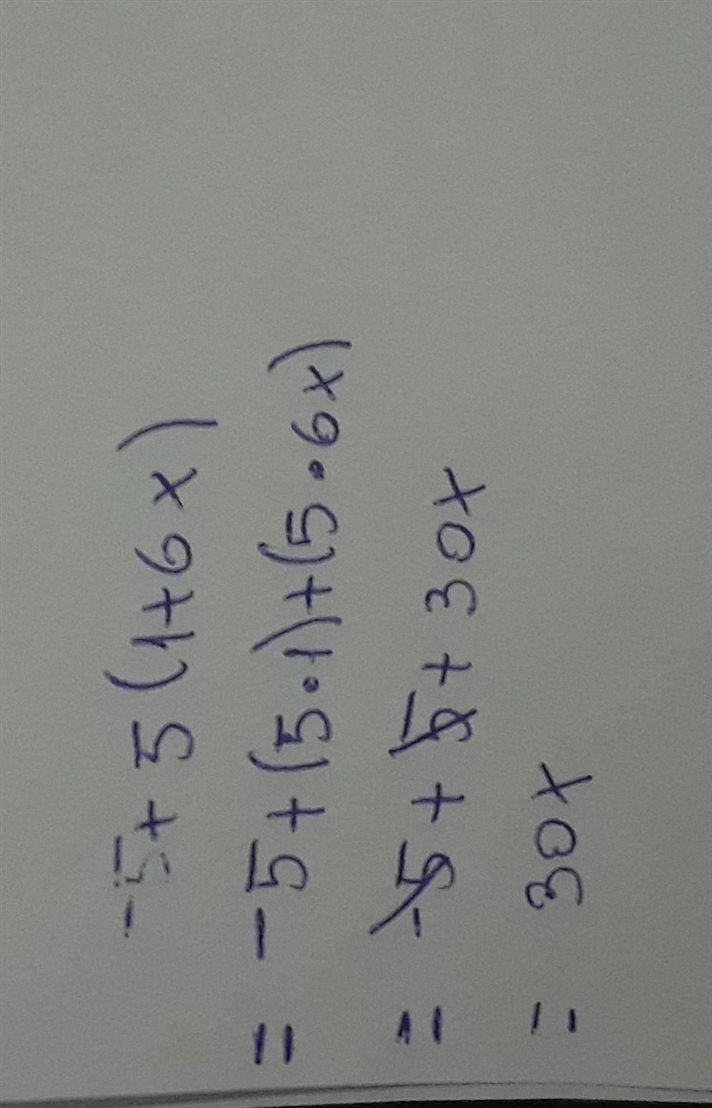 Simplify -5 + 5(1 + 6x)-example-1