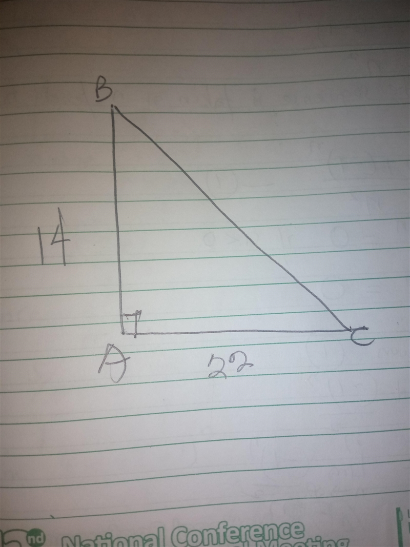 Three cities form a right triangle on a map. Cities B and C are the furthest apart-example-1