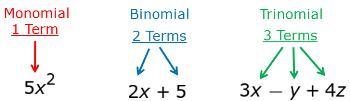 Which of the following are monomials? A. x11 B. 8x C.5/7y3+5y2+y D. x2 + 3 E. x4 + x-example-1