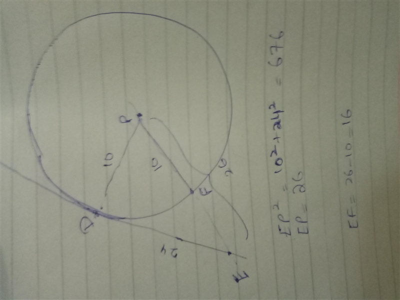 ⊙P has a radius of 10 cm, and ED is tangent to the circle at point D. F lies both-example-1