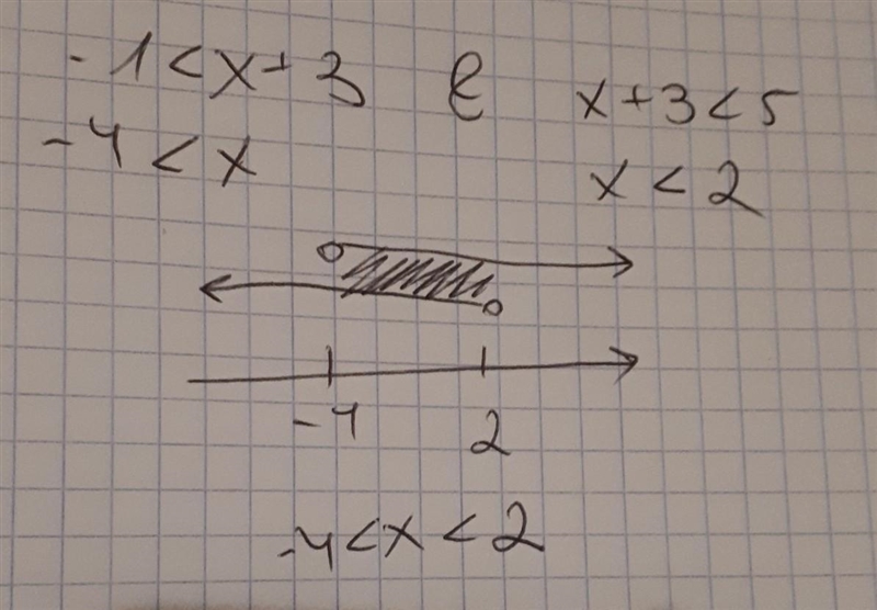 Solve for x: −1 < x + 3 < 5 2 < x < 8 −4 < x < 2 2 > x > 8 −4 &gt-example-1