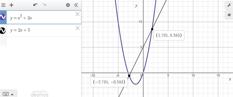 Using a graphing utility, find the exact solutions of the system. Round to the nearest-example-1