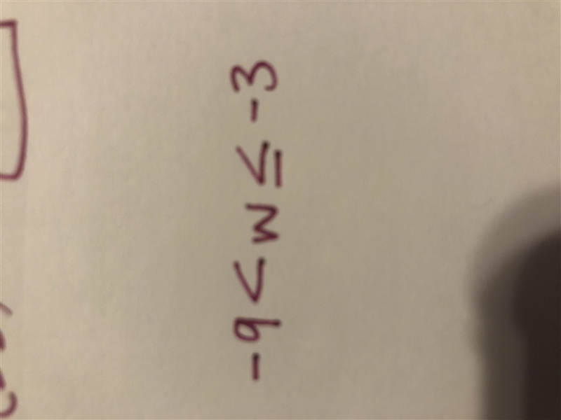 -9 is less than w and w is less than or equal to -3-example-1