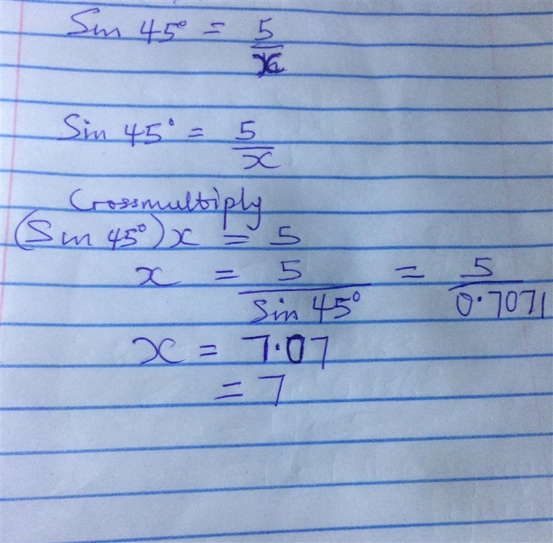 Find x- the length of the hypotenuse of the triangle-example-1