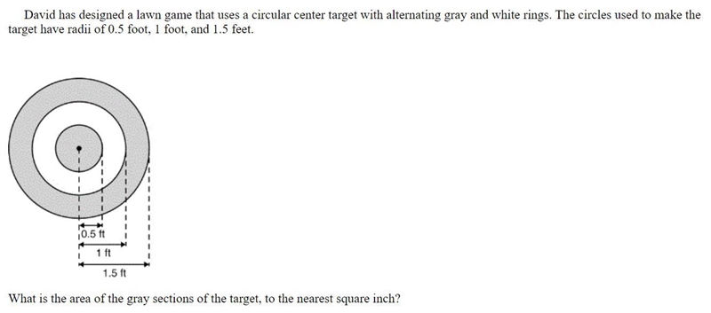 1. David has designed a lawn game that uses a circular center target with alternating-example-1