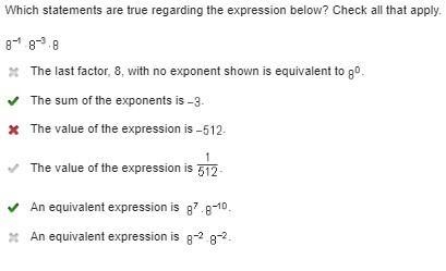 Which statements are true regarding the expression below? Check all that apply. 8 Superscript-example-1