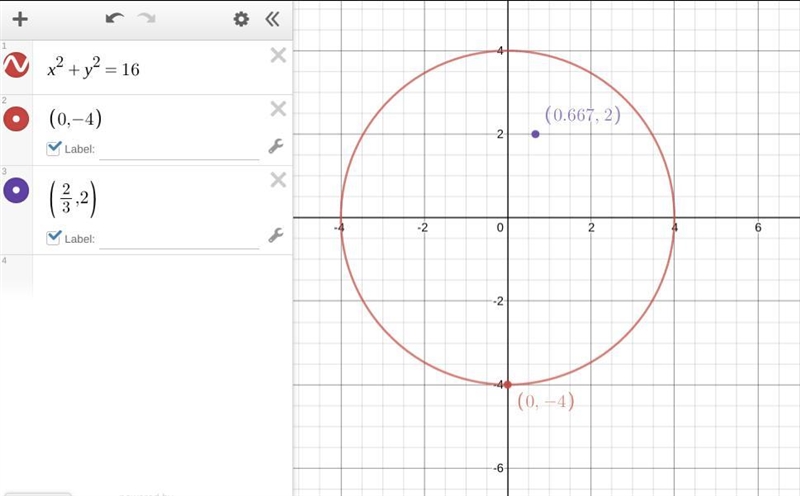 Does the point (2 3 , 2) lie on the circle that is centered at the origin and contains-example-1