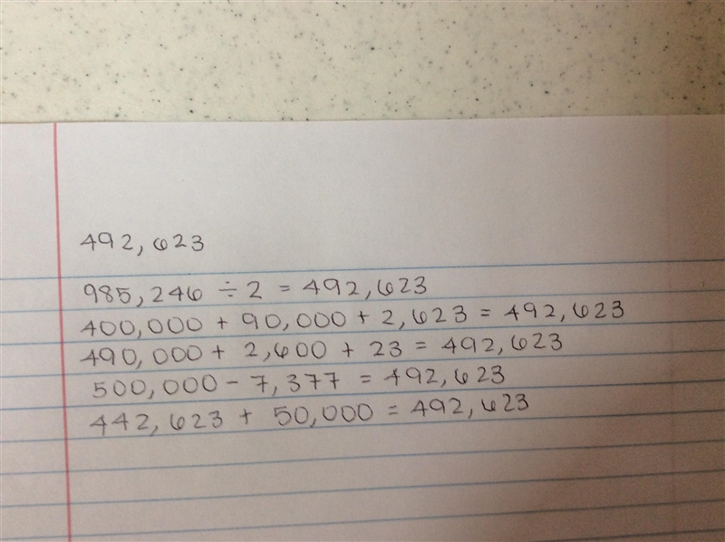 Show 5 different ways to make 492,623-example-1