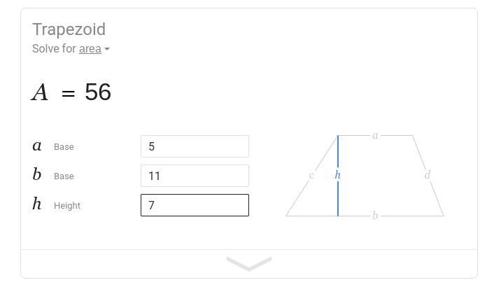 Find the area of a trapezoid, base 1 measures 5 inches, base 2 measures 11 inches-example-1