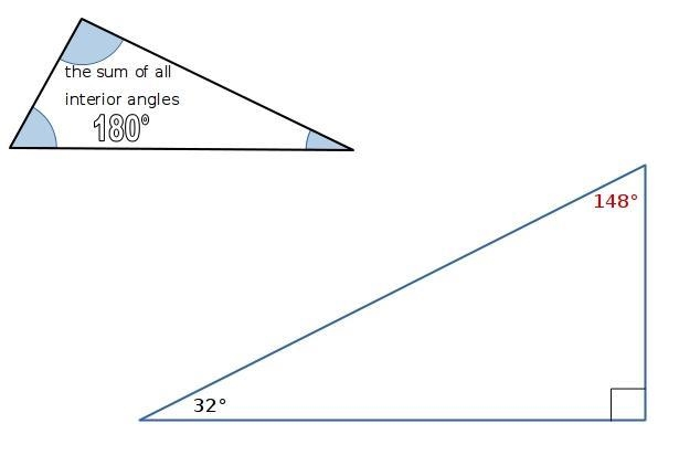 Find the missing angle in the following right triangle with a second angle that measures-example-1