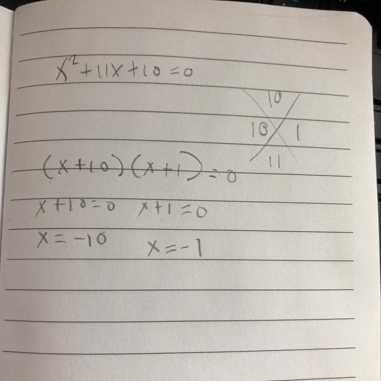 Factor the polynomial completely x^2 + 11x +10-example-1