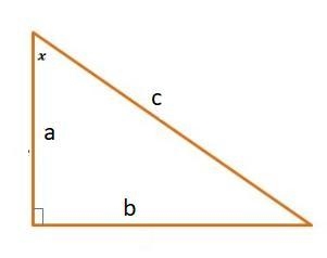 A right triangle has side lengths a, b, and c as shown below. Use these lengths to-example-1