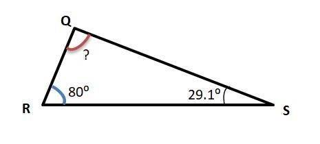 In triangle qrs the measure of angle rsq is 29.1 and the measure of angle qrs is 80 degrees-example-1