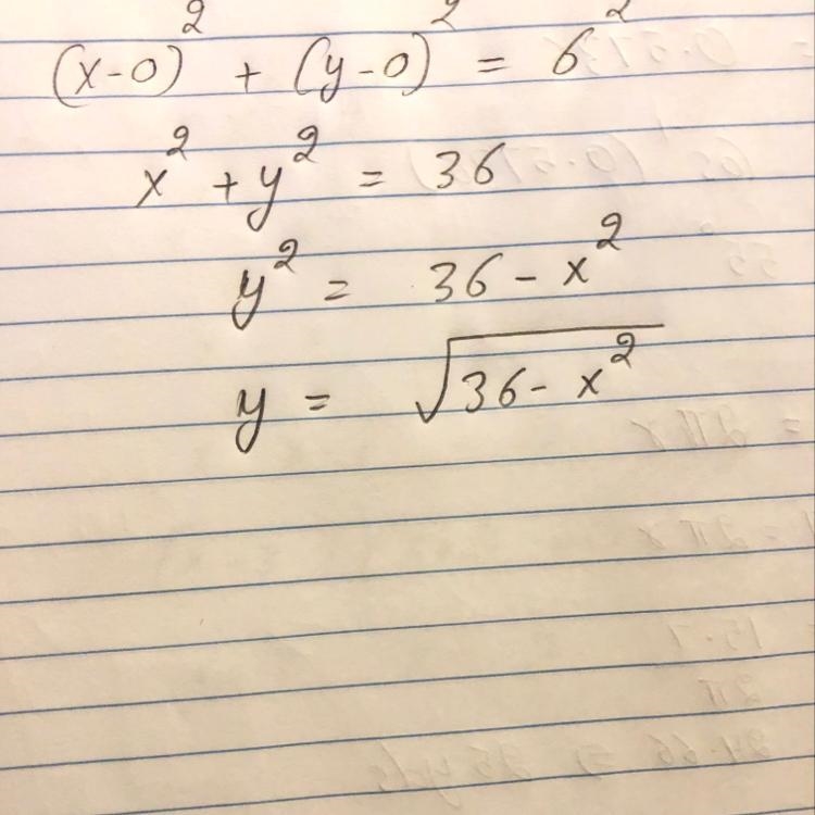 (x-0)^2+(y-0)^2=6^2 solve for y-example-1