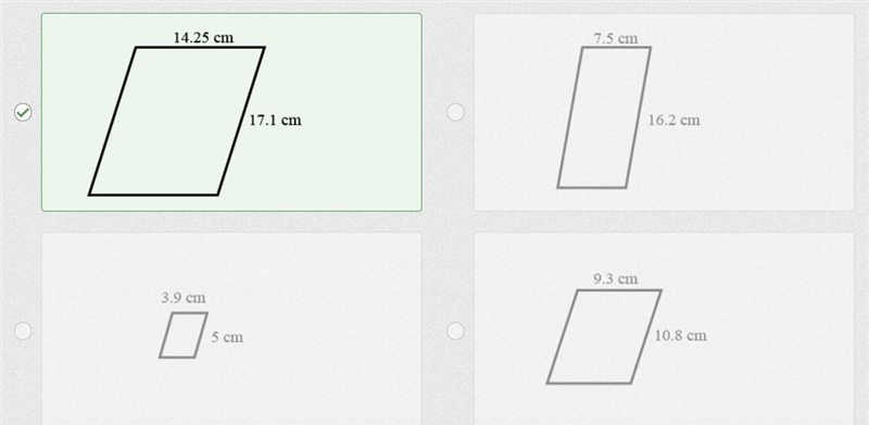 A parallelogram has a length of 7.5 centimeters and a width of 9 centimeters. This-example-1