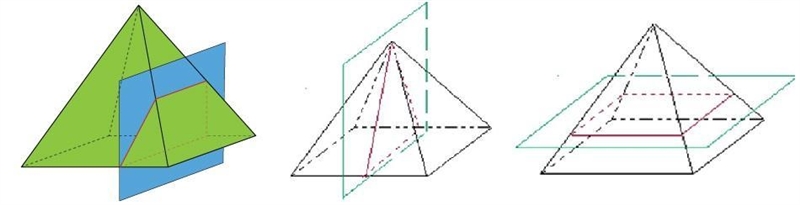 HELP!! For a right square pyramid, which shape could not be a cross section? A. Square-example-1