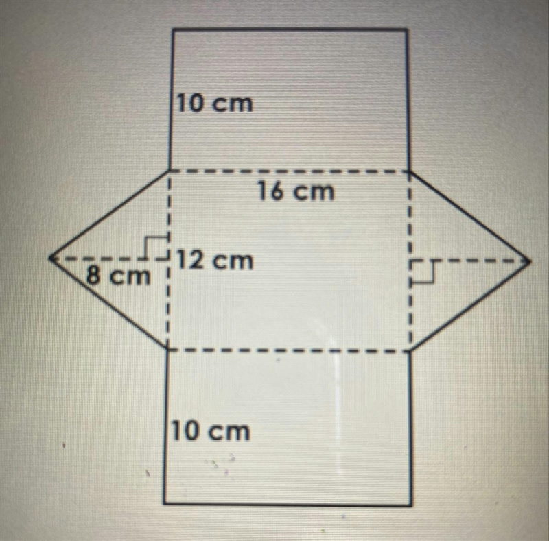 What is the surface area of the triangular prism represented by the net below? 640 cm-example-1