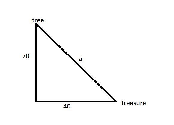 The treasure map said to start at the old oak tree, walk 70 paces north, then 40 paces-example-1