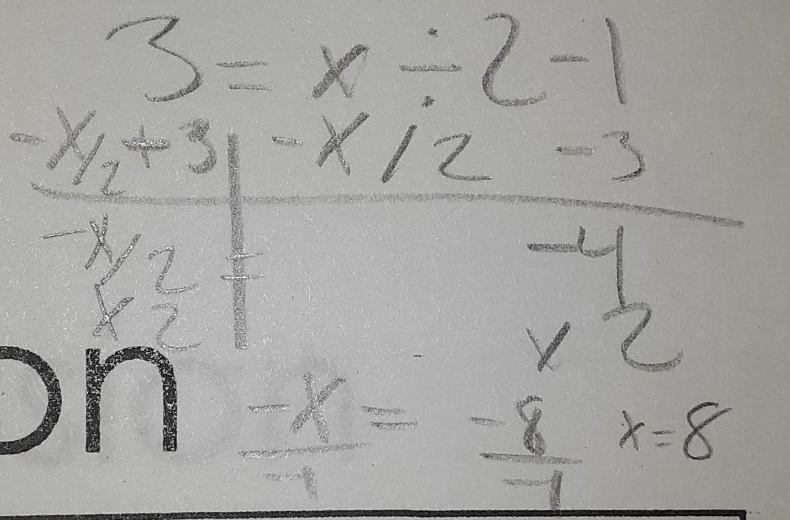 What's the answer to this equation ....... 3= x÷2-1-example-1