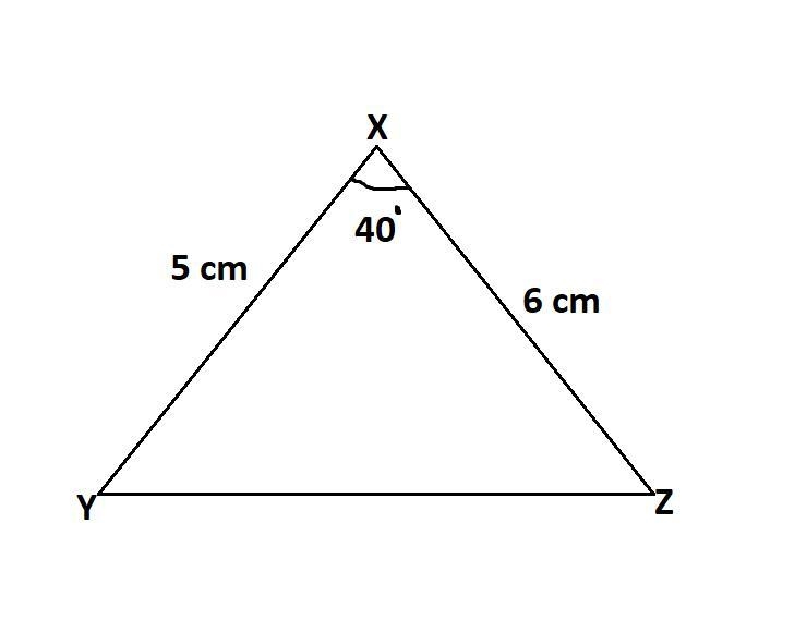 In ΔXYZ, side y = 5 cm, side z = 6 cm, and X = 40°. Find the area of ΔXYZ. A) 7.5 cm-example-1