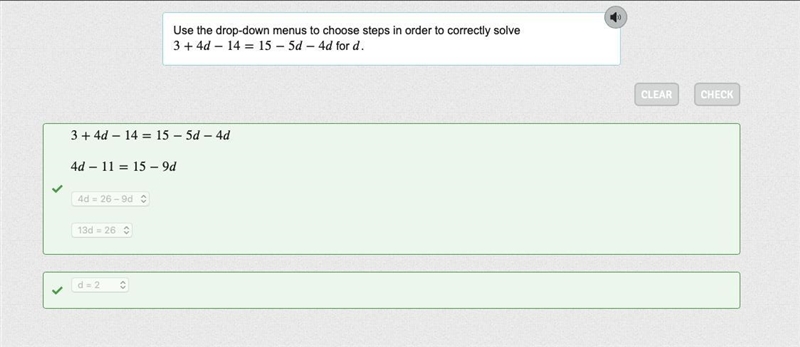 Use the drop-down menus to choose steps in order to correctly solve 3+4−14=15−5−4 3 + 4 d-example-1