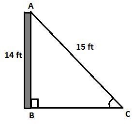 A. Jamie has a ladder that is 15 ft long. She wants to lean the ladder against a vertical-example-1