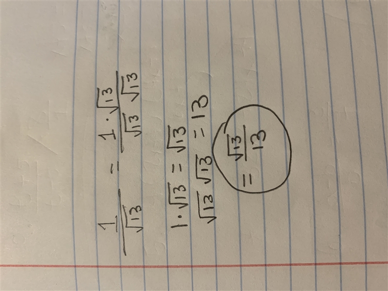 Express as simply as possible with a rational denominator. 1/root13-example-1