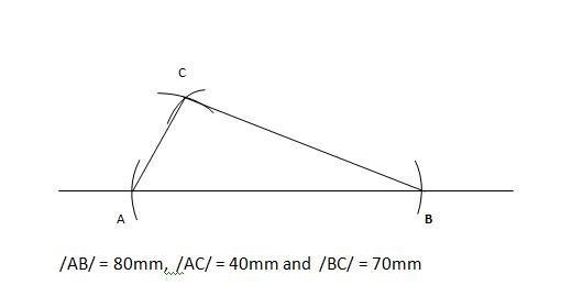 Construct a triangle with sides congruent to given line segments. Does a solution-example-1