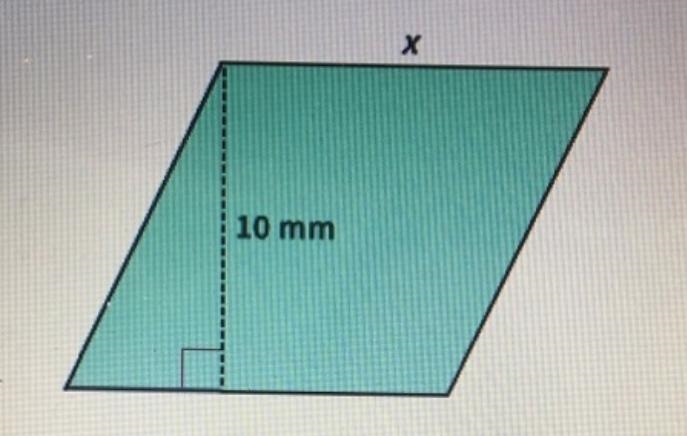 The area of this parallelogram is 120 mm2. Find the value of x. 9 mm 12 mm 15 mm 6 mm-example-1