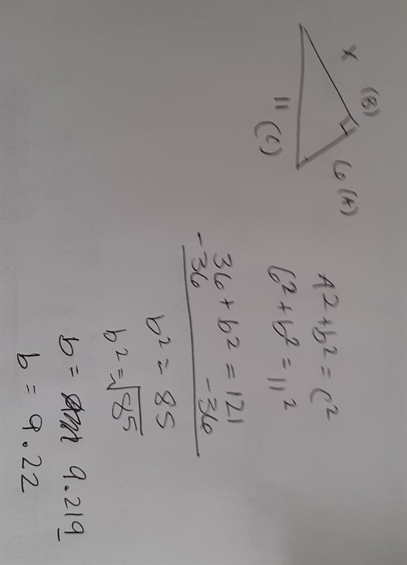 Knowledge Check: For the following right triangle, find the side length x. Round your-example-1