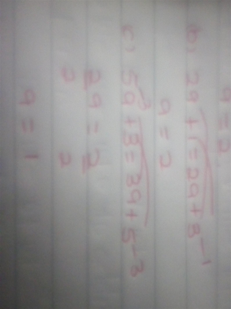 A)2a+ 1=2a+3 it’s true for all some or no values b)2a+1=2a+3 c) 5a+3=3a+5 plz help-example-1