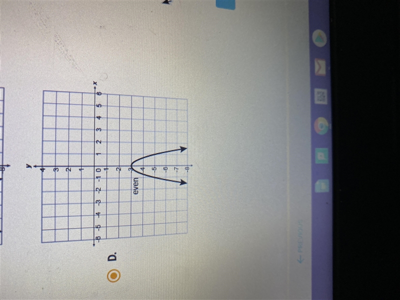 Which option correctly represents the graph of f(x) = 2x2 -3 and describes whether-example-1