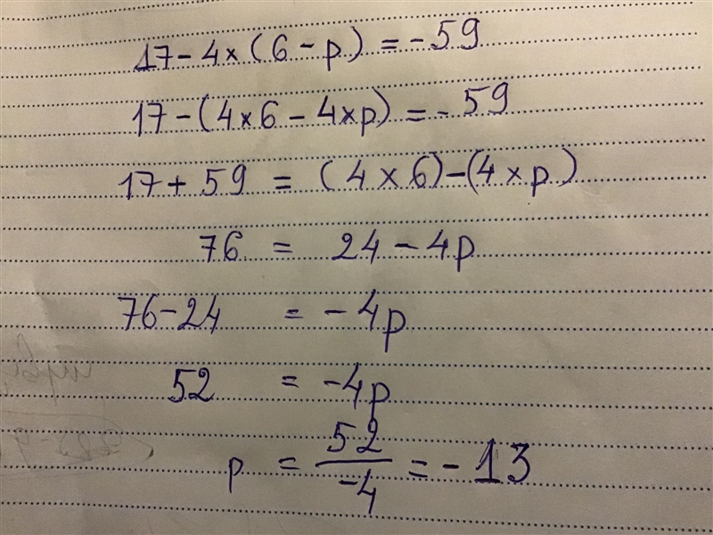 17-4(6-p) = -59 find the p-example-1