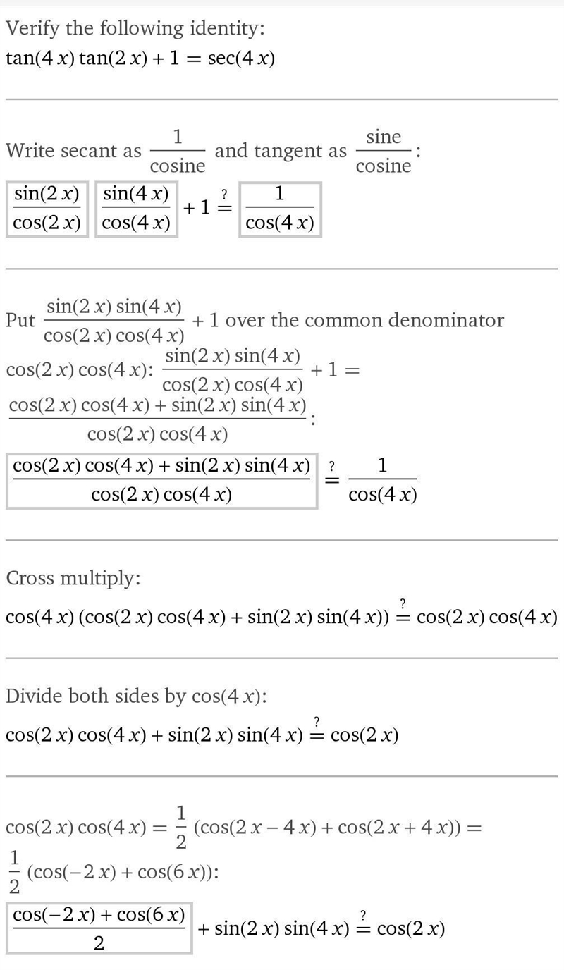 (k) 1 + tan 4A . tan 2A = sec 4A. Please help me.... question from multiple angle-example-1