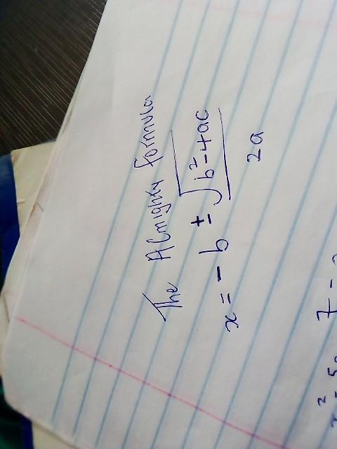 What are the exact solutions of x2 − 5x − 7 = 0, where x equals negative b plus or-example-1