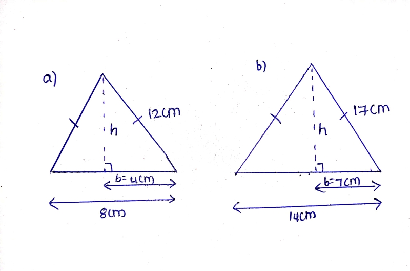 Work out the height of the following triangles-example-1