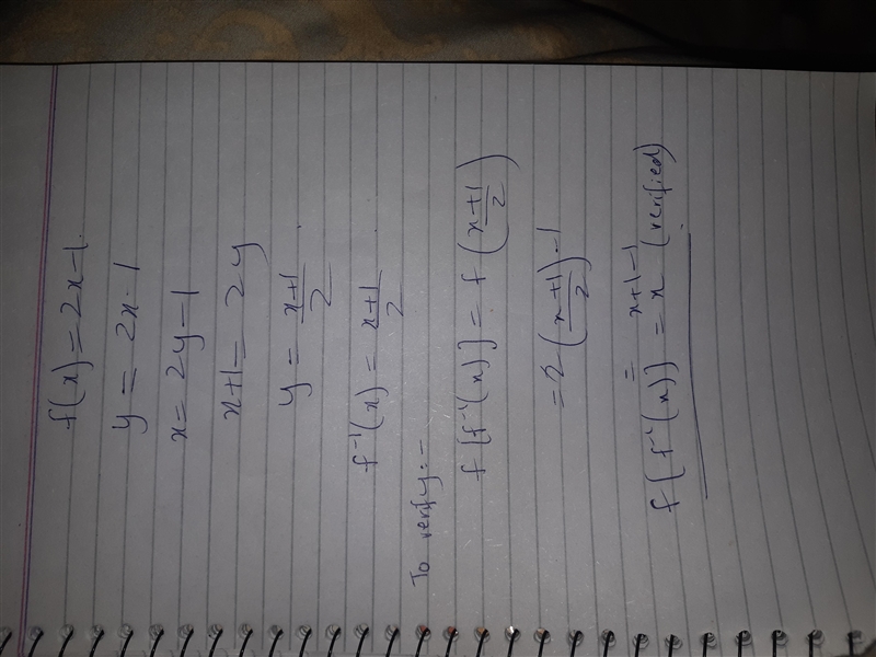 Find the inverse of the problem: f(x)=2x-1-example-1