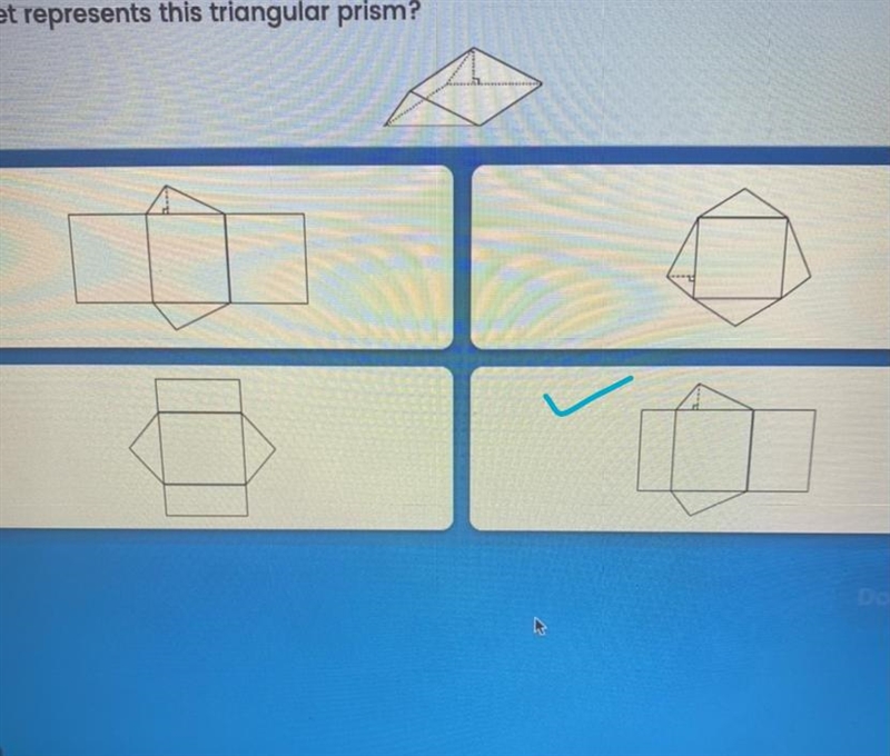 Which net represents this triangular prism?-example-1