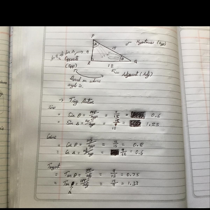 Use trianglePQR to write the trigonometric ratio as a decimal. round to four decimal-example-1