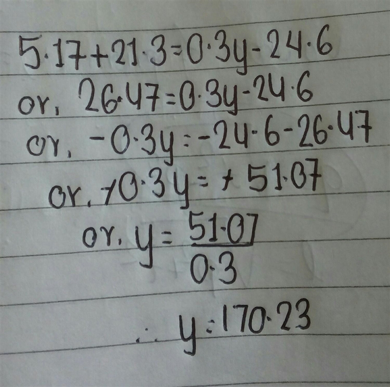 5.17 + 21.3 = -0 3y - 24.6-example-1