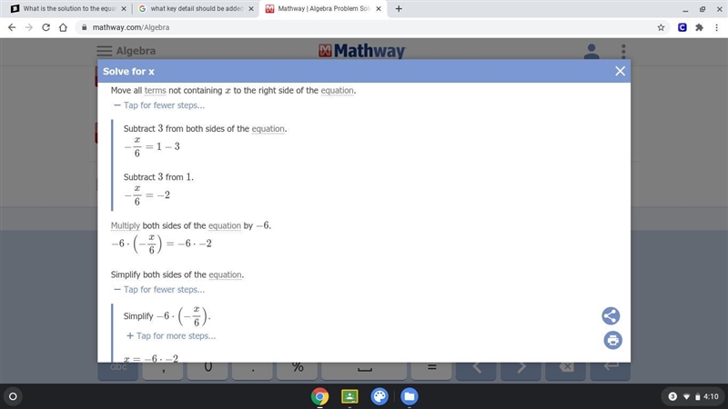 What is the solution to the equation One-half x + 3 = two-thirds x + 1?-example-3