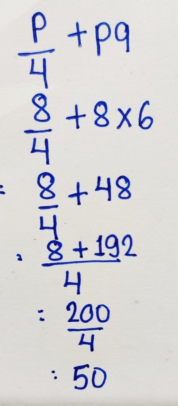 Evaluaté p/4+pq when p=8 and q=6-example-1