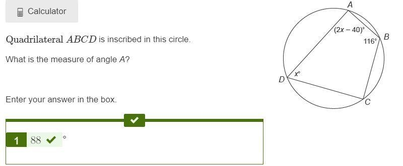 Quadrilateral ABCD is inscribed in this circle. What is the measure of angle A? Enter-example-1