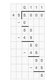 What is the equivalent decimal to this praction 5/45​-example-1