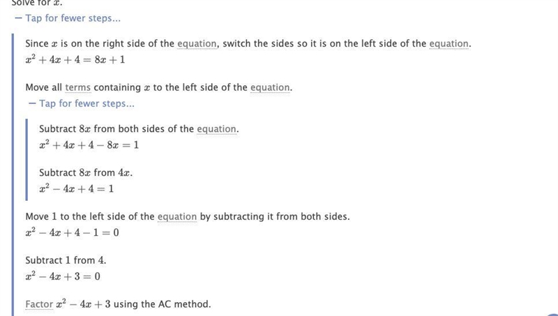 Solve the following and show all work: √8x+1=x+2-example-2